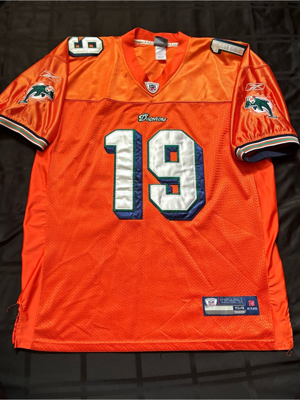 Vintage Reebok Miami Dolphins Brandon Marshall #19 Orange Stitched Jersey (54)